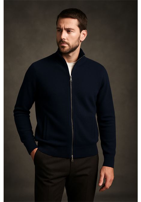 Giacca in Maglia Cavalieri Milano Blu Navy con Zip  Eleganza Sartoriale Made in Italy Cavalieri Milano | Maglieria | 87411888